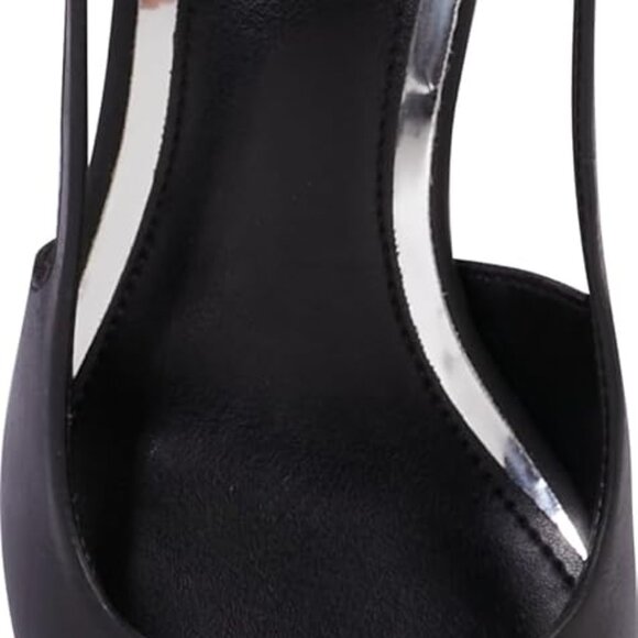 Women's Sindree Pump Black Nappa Leather Block Heel Slingback Size 8 - Picture 5 of 7